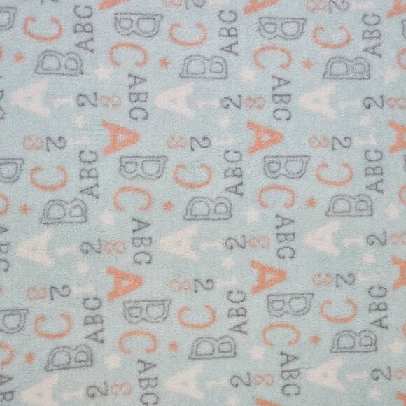 Baby Gear ABC 123 Letter Number Alphabet Plush Baby Blanket Blue Peach Gray - Picture 4 of 8
